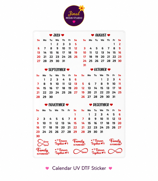Calendar UV DTF Sticker
