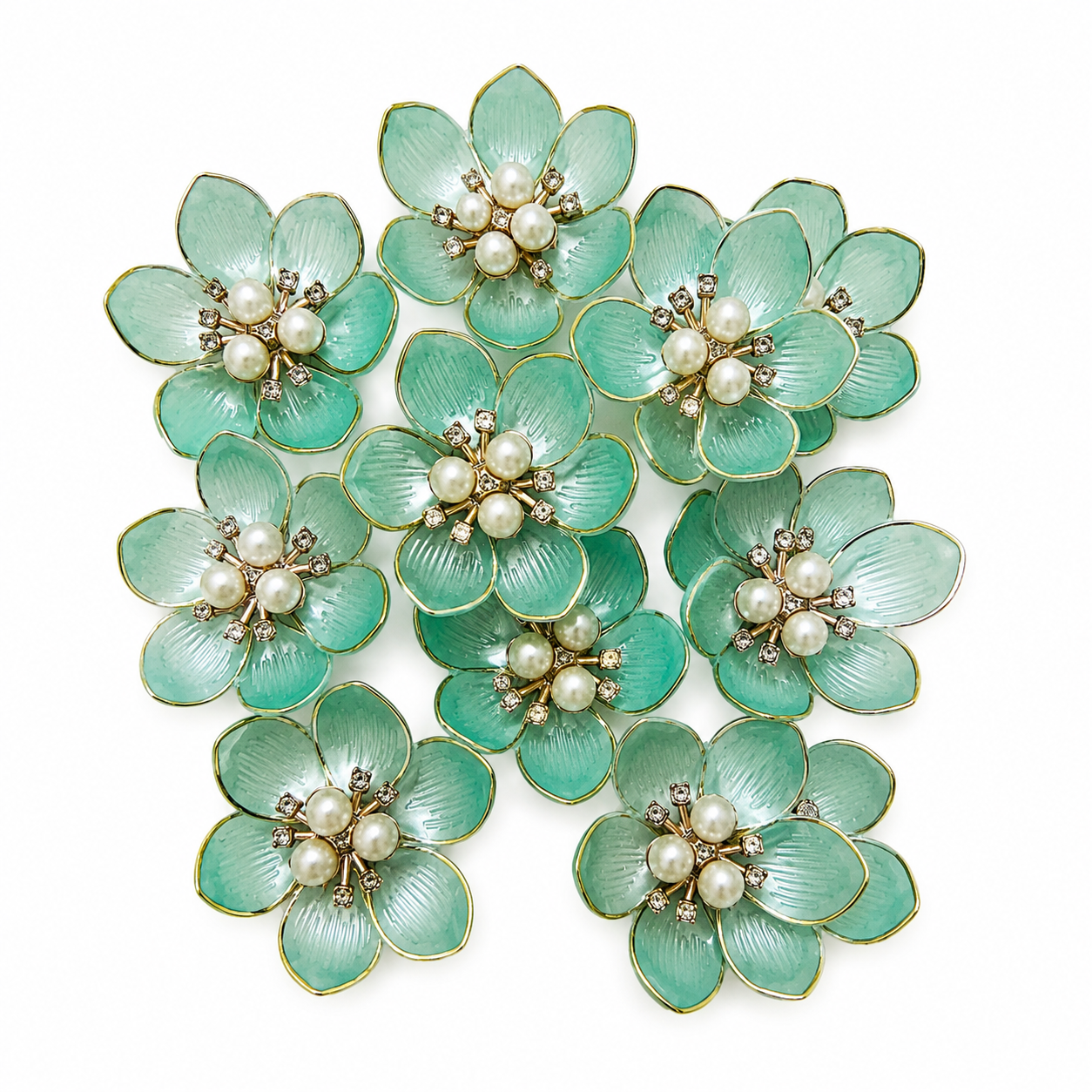 Teal Decorative Pearl Flowers