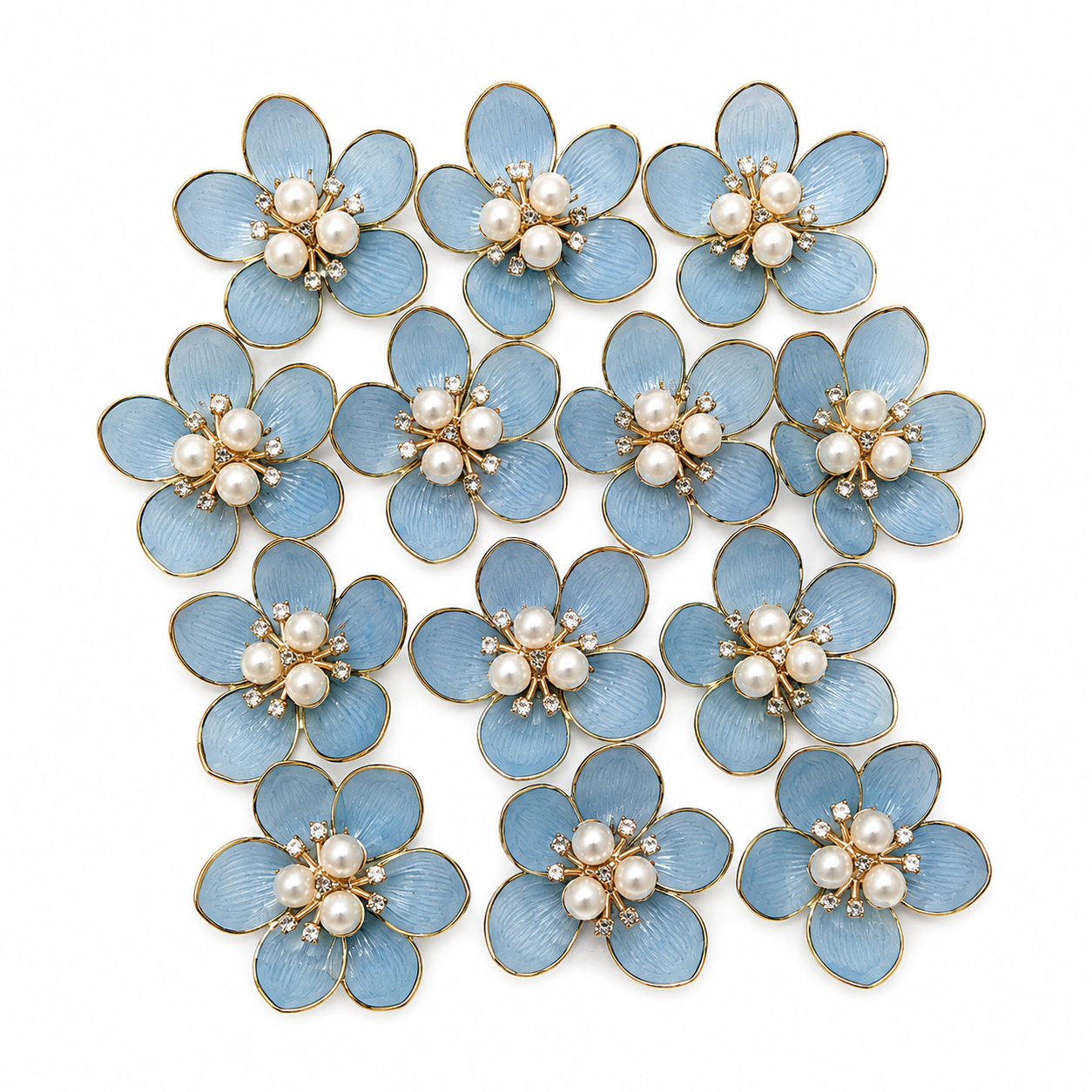 Blue Decorative Pearl Flowers