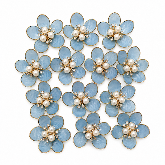 Blue Decorative Pearl Flowers