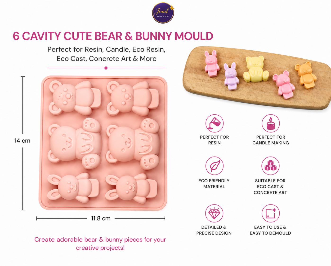 6 Cavity Bear & Rabbit Shaped Mould