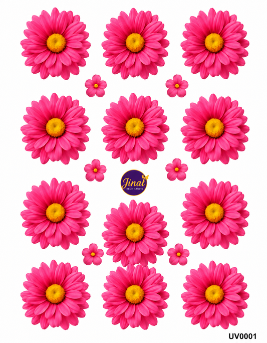 Dark Pink Daisy Flower UV DTF Sticker