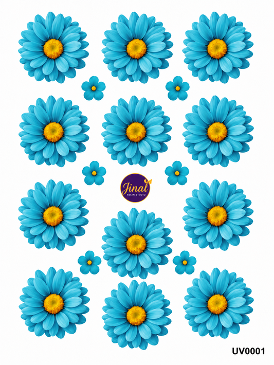 Firozi Daisy Flower UV DTF Sticker