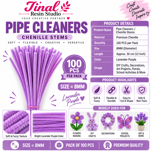 Lavender Purple Premium Pipe Cleaners (8MM Approx.)