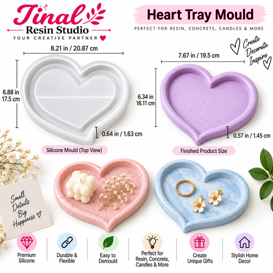Small Curved Heart Tray Mould SM1178 | Resin , Candle , Jesmonite & Concrete Art