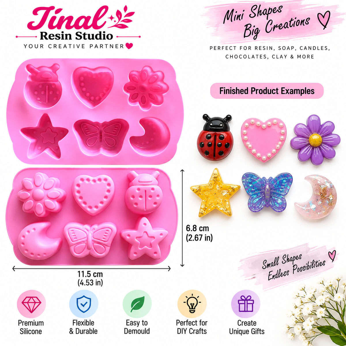 6-Cavity Cute Mix Shape Silicone Mould