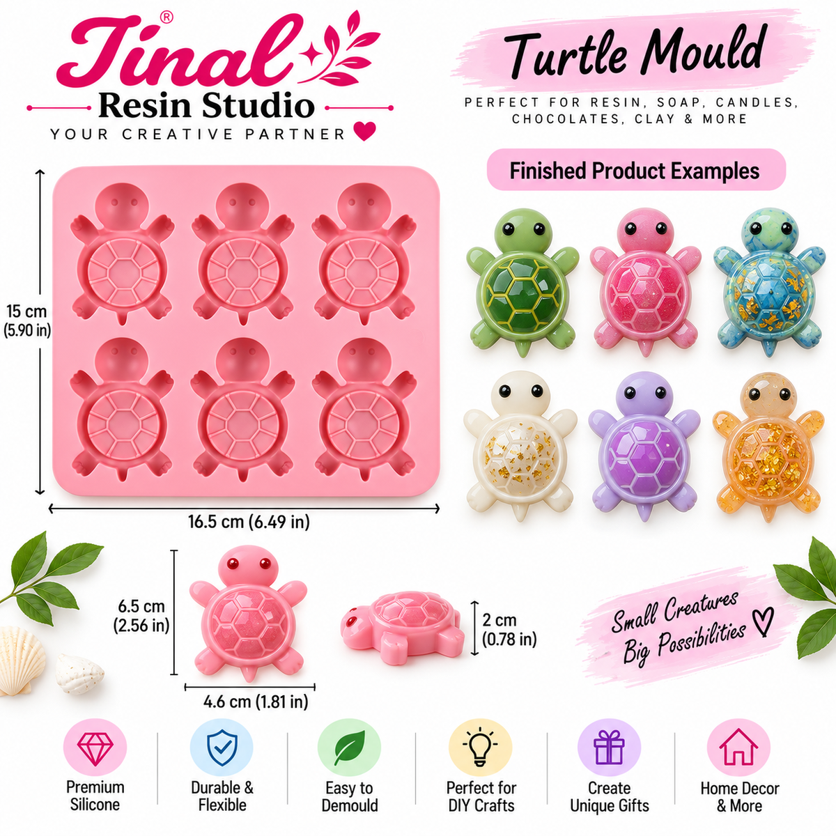 6-Cavity Turtle Silicone Mould