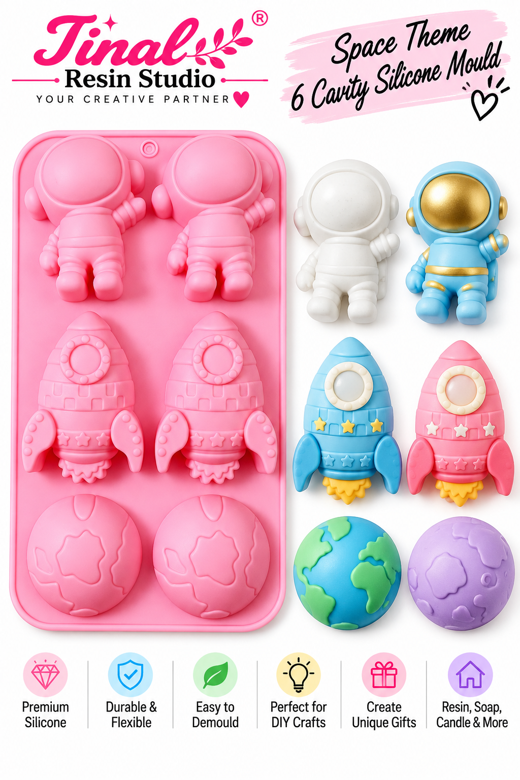 6 Cavity Space DIY Silicone Mould