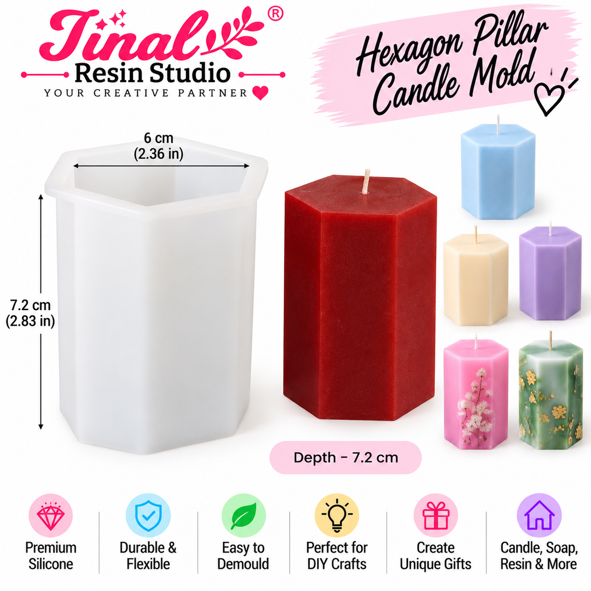 Hexagon Pillar Candle Mold