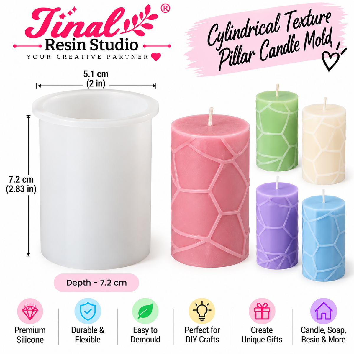 Cylindrical Texture Pillar Candle Mold
