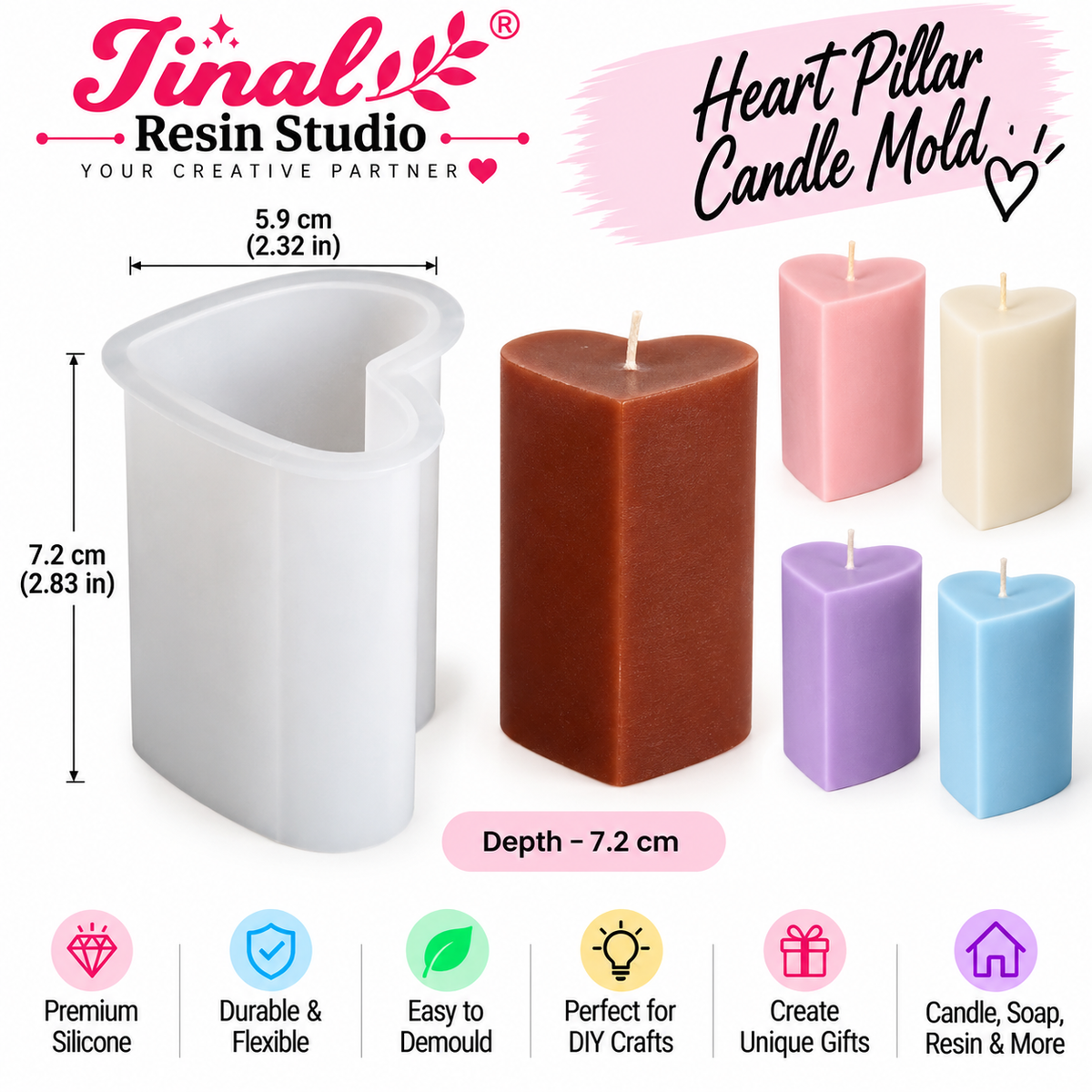 Love Pillar Candle Mold