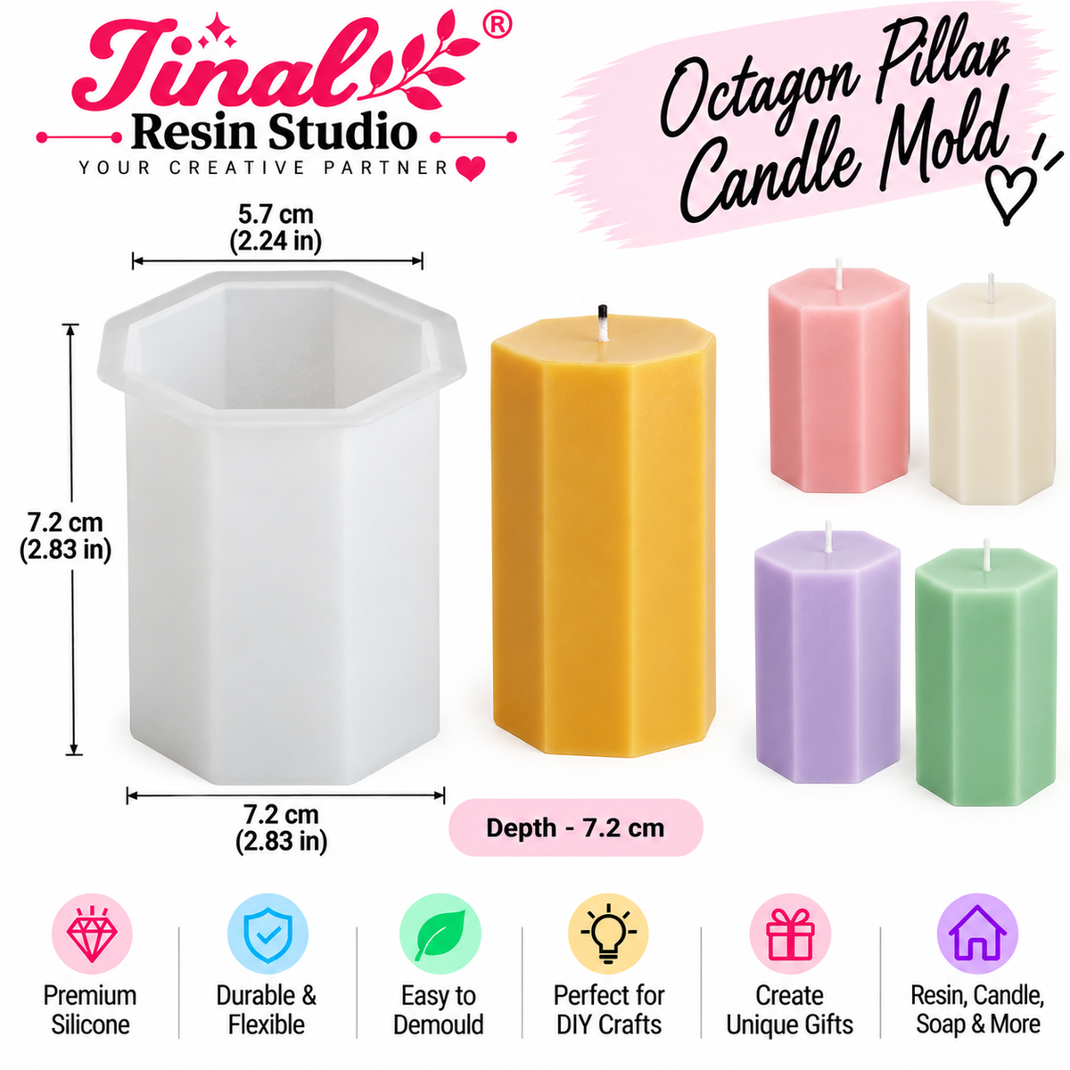 Octagon Pillar Candle Mold