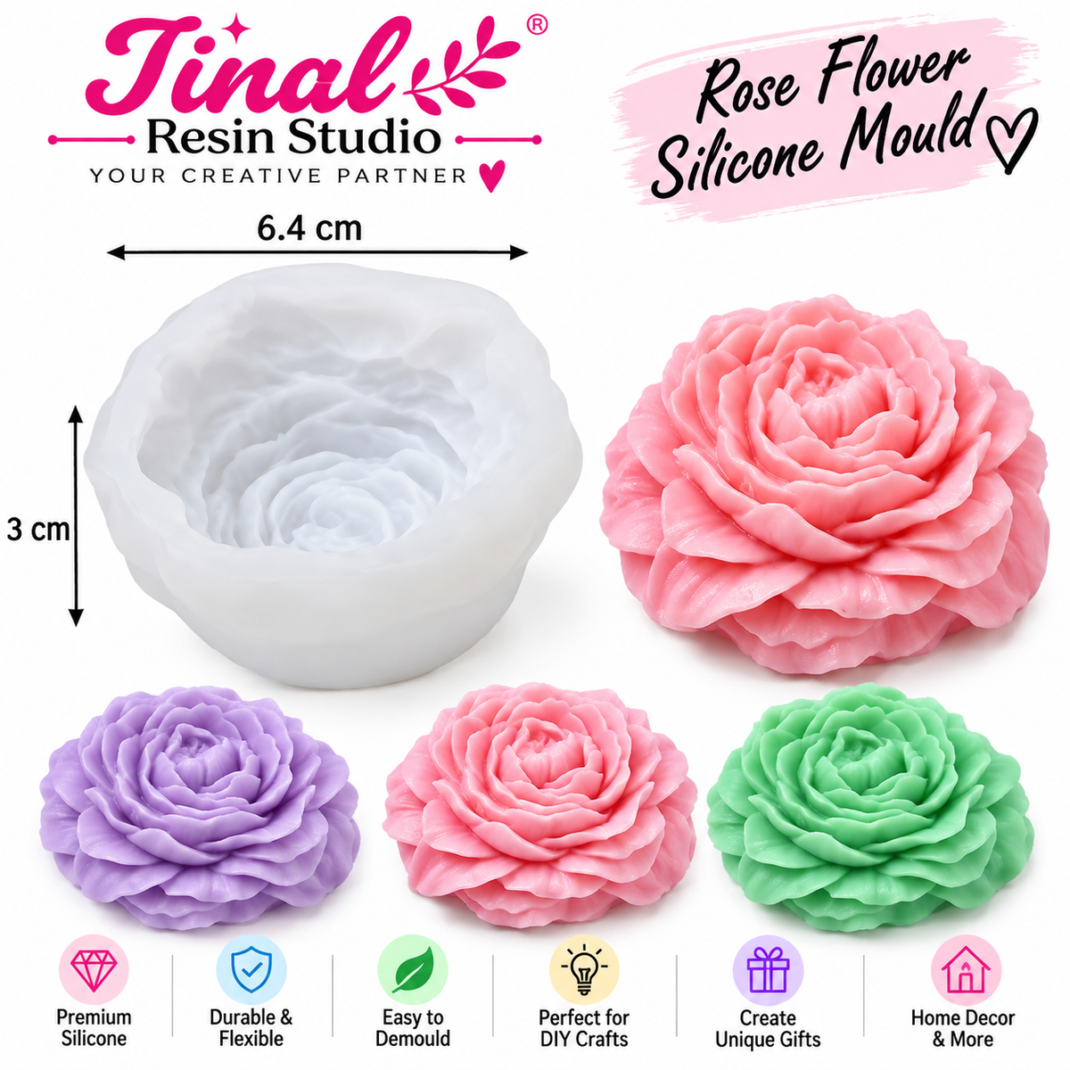 Peony Flower Shape Candle Silicone Mould HM0126