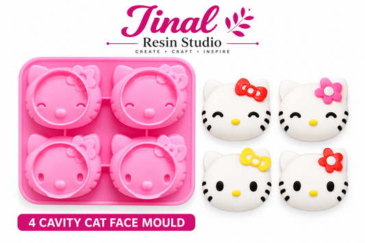 4 Cavity Cat Face Silicone Mould | Resin, Soap, Candle & DIY Craft Mould