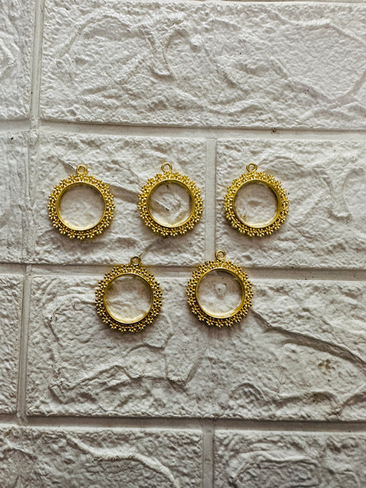Gold Flower Round Frame Bezels