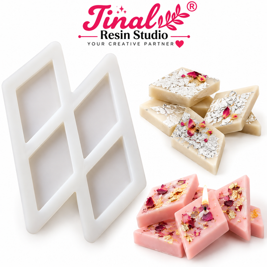 4 Cavity Kaju Katli Silicone Mould for Candle & Resin Art