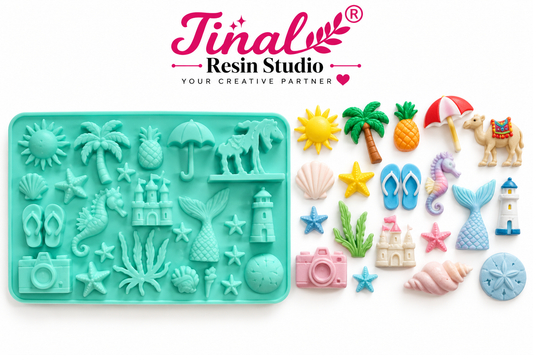 15 Cavity Beach & Sea Theme Silicone Mould – Summer, Ocean & Tropical Designs