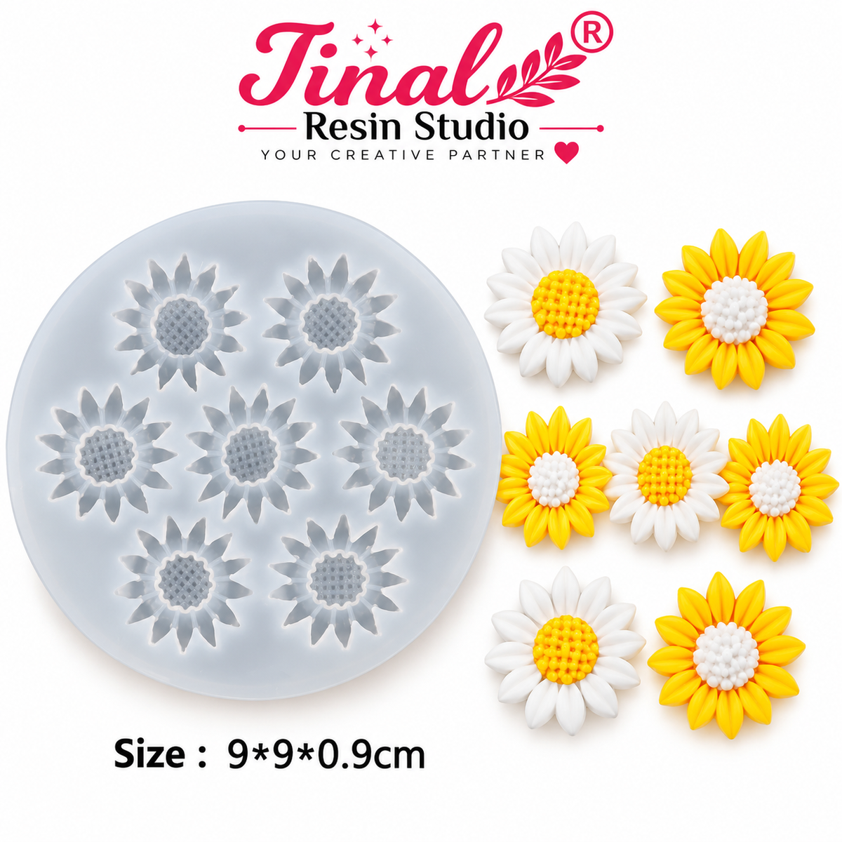 6 Cavity 3D Sunflower Silicone Mould – Candle & Resin Art HM0133