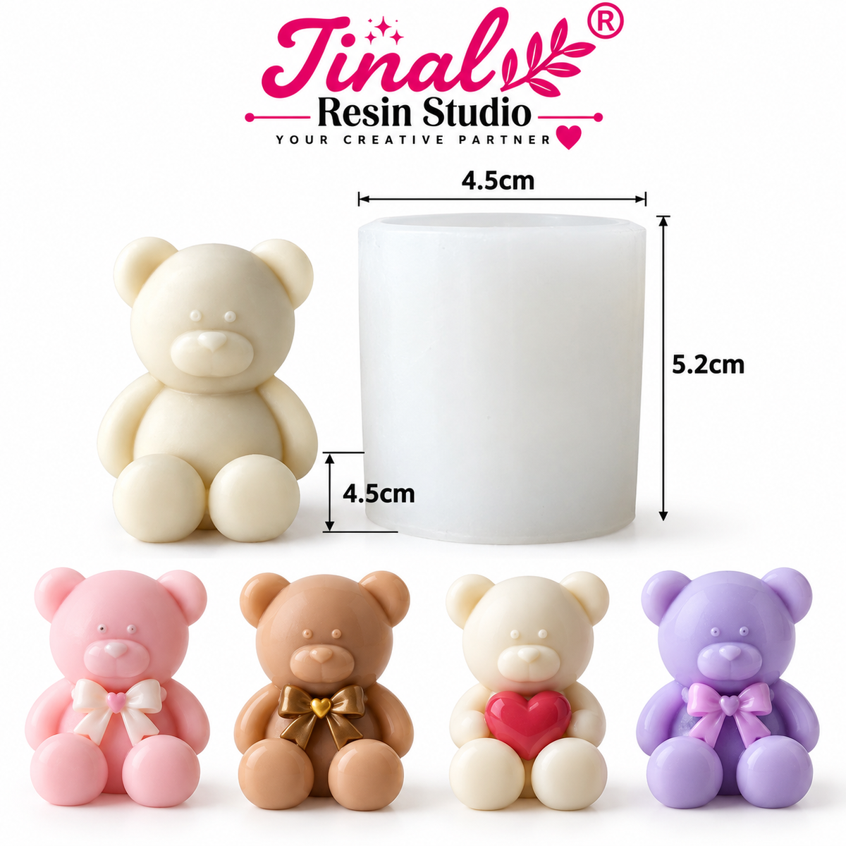 Cute Teddy Bear Silicone Mould for Resin & Concrecast Art HM0225