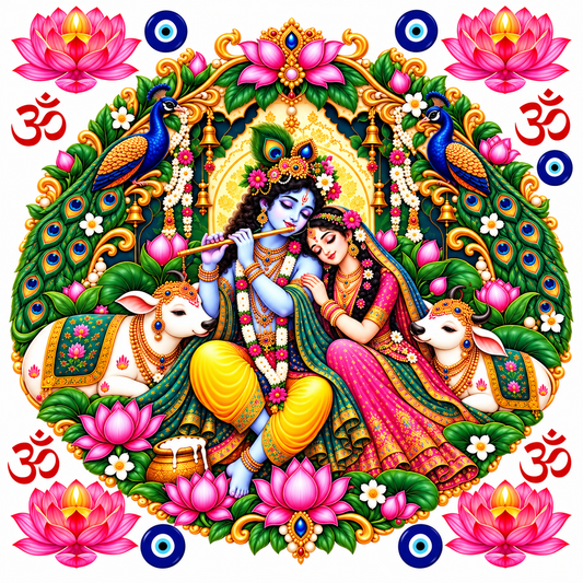 Krishna Radha Devotional Floral Mandala Peel off UV DTF