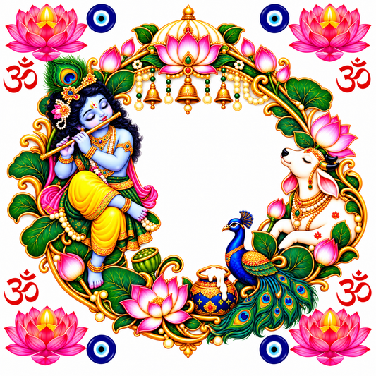 Krishna Devotional Lotus Peel off UV DTF Sticker