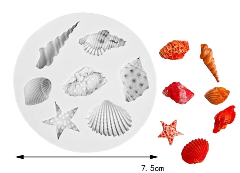 7 Cavity Sea Creatures Handmade Mould HM0136