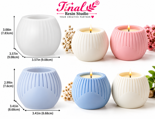 Vertical Striped Spherical Candle &amp; Planter Silicone Mould