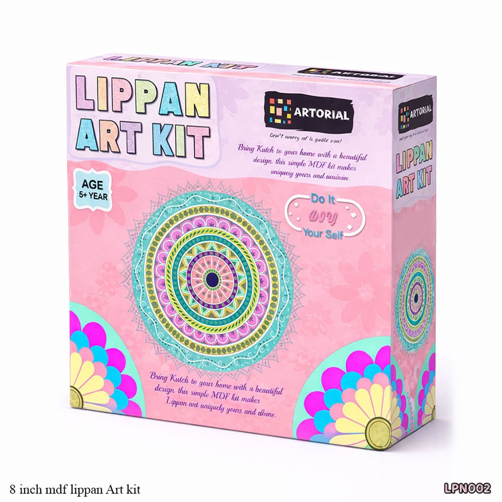 Lippan Art DIY Kit – Complete Mirror Work Craft Set 8" inch mdf